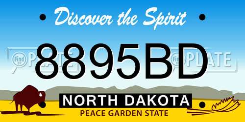 8895BD North Dakota License Plate