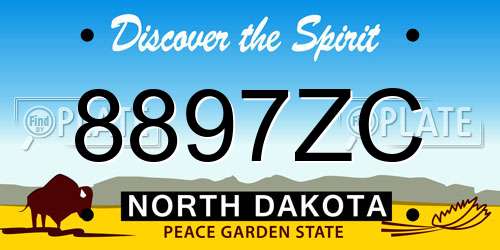 8897ZC North Dakota License Plate