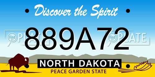 889A72 North Dakota License Plate