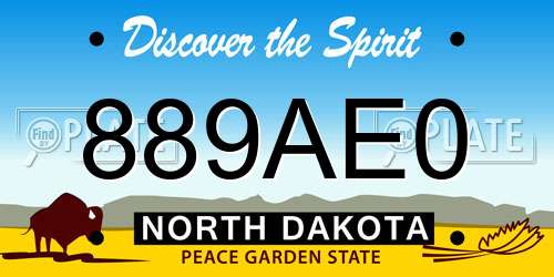 889AE0 North Dakota License Plate