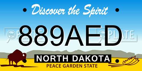 889AED North Dakota License Plate