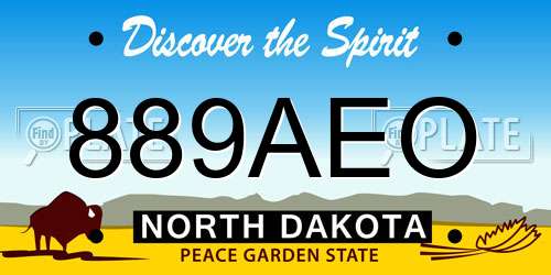 889AEO North Dakota License Plate