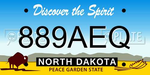 889AEQ North Dakota License Plate