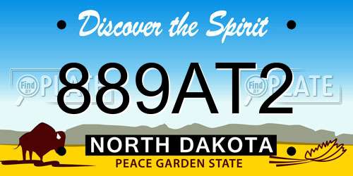 889AT2 North Dakota License Plate