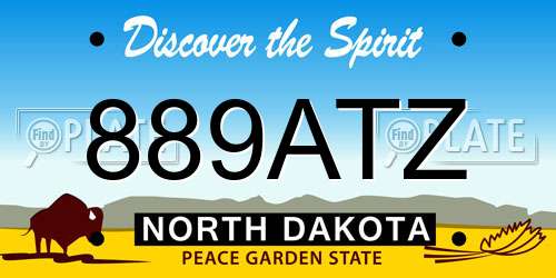 889ATZ North Dakota License Plate