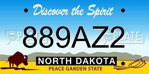 889AZ2 North Dakota License Plate