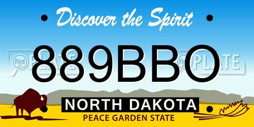 889BBO North Dakota License Plate