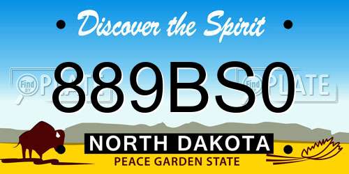 889BS0 North Dakota License Plate