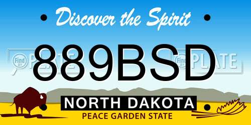889BSD North Dakota License Plate