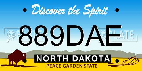 889DAE North Dakota License Plate