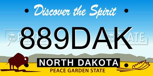 889DAK North Dakota License Plate