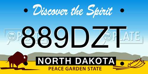 889DZT North Dakota License Plate