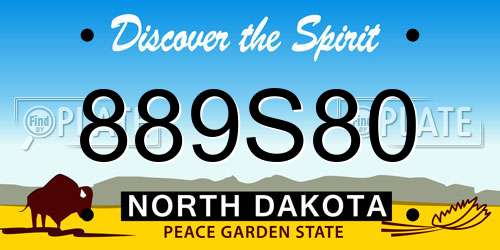 889S80 North Dakota License Plate