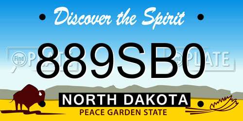 889SB0 North Dakota License Plate