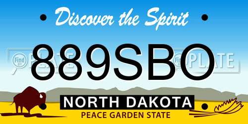 889SBO North Dakota License Plate