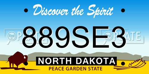 889SE3 North Dakota License Plate