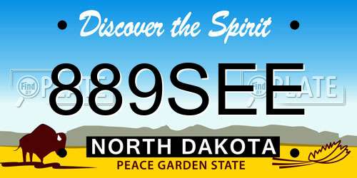 889SEE North Dakota License Plate