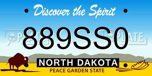 889SS0 North Dakota License Plate