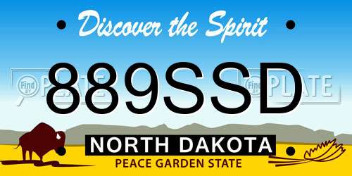 889SSD North Dakota License Plate