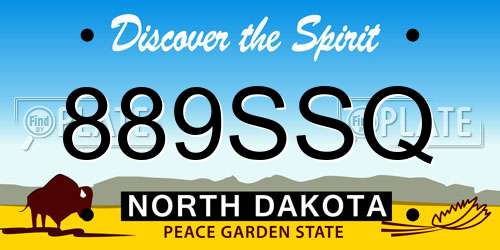 889SSQ North Dakota License Plate