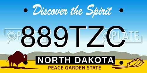 889TZC North Dakota License Plate