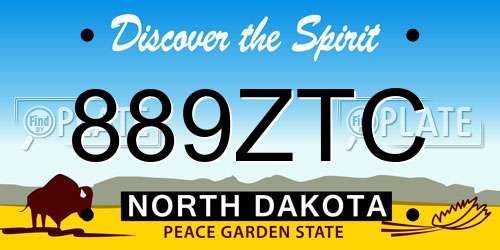 889ZTC North Dakota License Plate