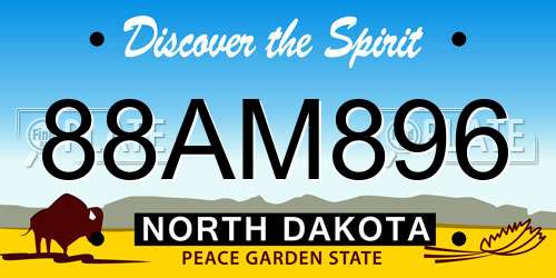 88AM896 North Dakota License Plate