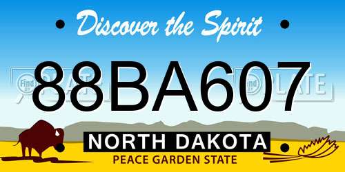 88BA607 North Dakota License Plate