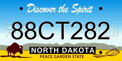 88CT282 North Dakota License Plate