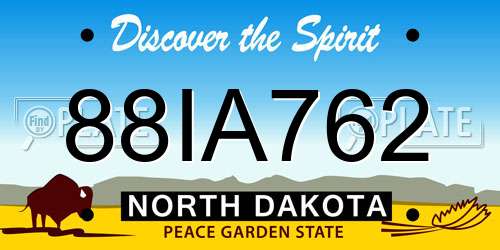 88IA762 North Dakota License Plate