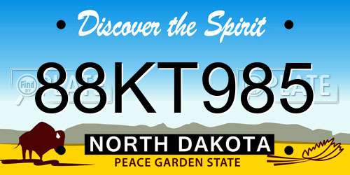 88KT985 North Dakota License Plate