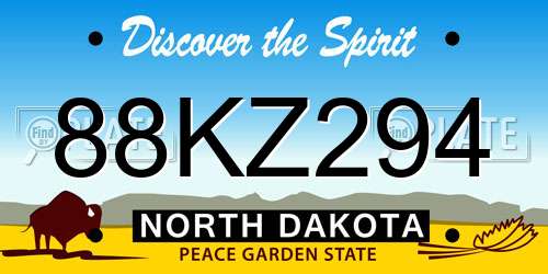 88KZ294 North Dakota License Plate