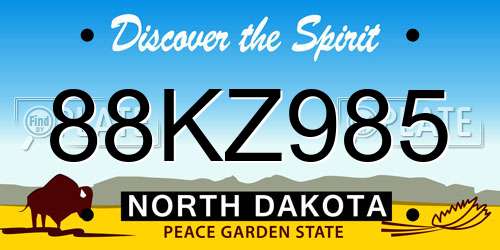 88KZ985 North Dakota License Plate
