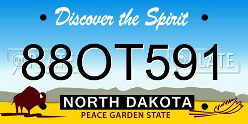 88OT591 North Dakota License Plate