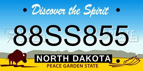 88SS855 North Dakota License Plate