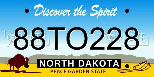 88TO228 North Dakota License Plate