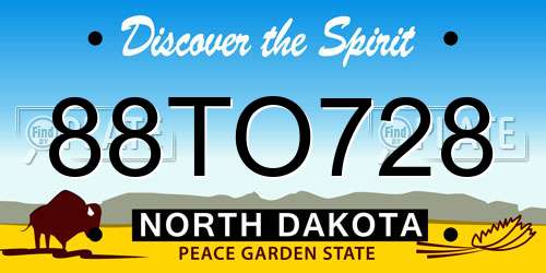 88TO728 North Dakota License Plate