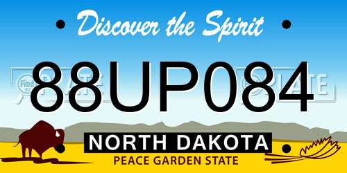 88UP084 North Dakota License Plate