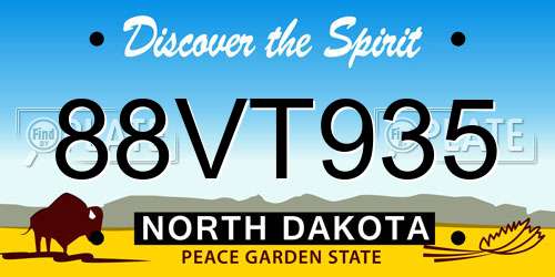88VT935 North Dakota License Plate