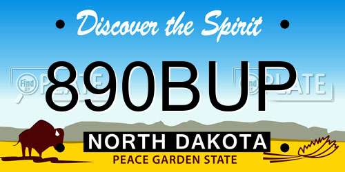 890BUP North Dakota License Plate