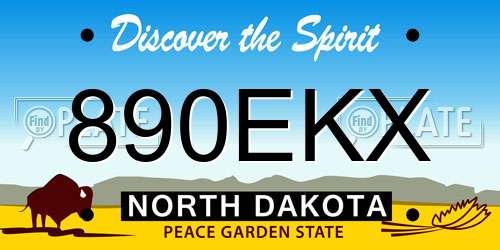 890EKX North Dakota License Plate