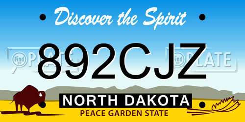 892CJZ North Dakota License Plate