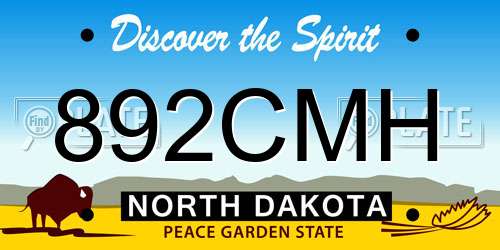 892CMH North Dakota License Plate