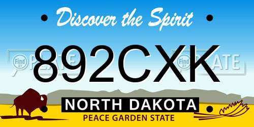 892CXK North Dakota License Plate