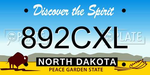 892CXL North Dakota License Plate