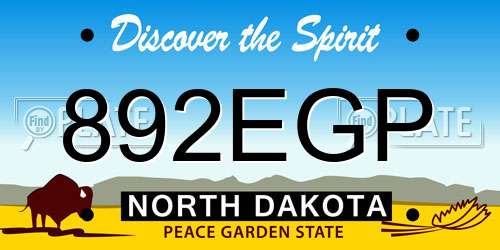 892EGP North Dakota License Plate