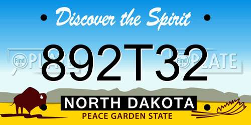 892T32 North Dakota License Plate