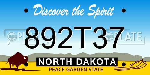892T37 North Dakota License Plate