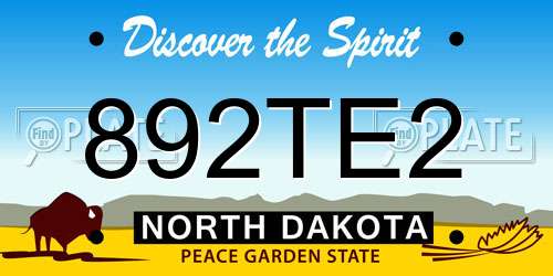 892TE2 North Dakota License Plate
