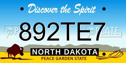 892TE7 North Dakota License Plate